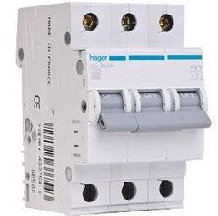 Автоматичний вимикач HAGER MC320A 3-полюса, 20A, C, 6kA