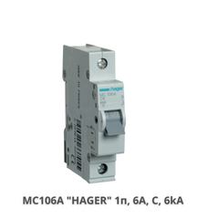 Автоматический выключатель HAGER MC106A 1-полюс, 6A, C, 6kA